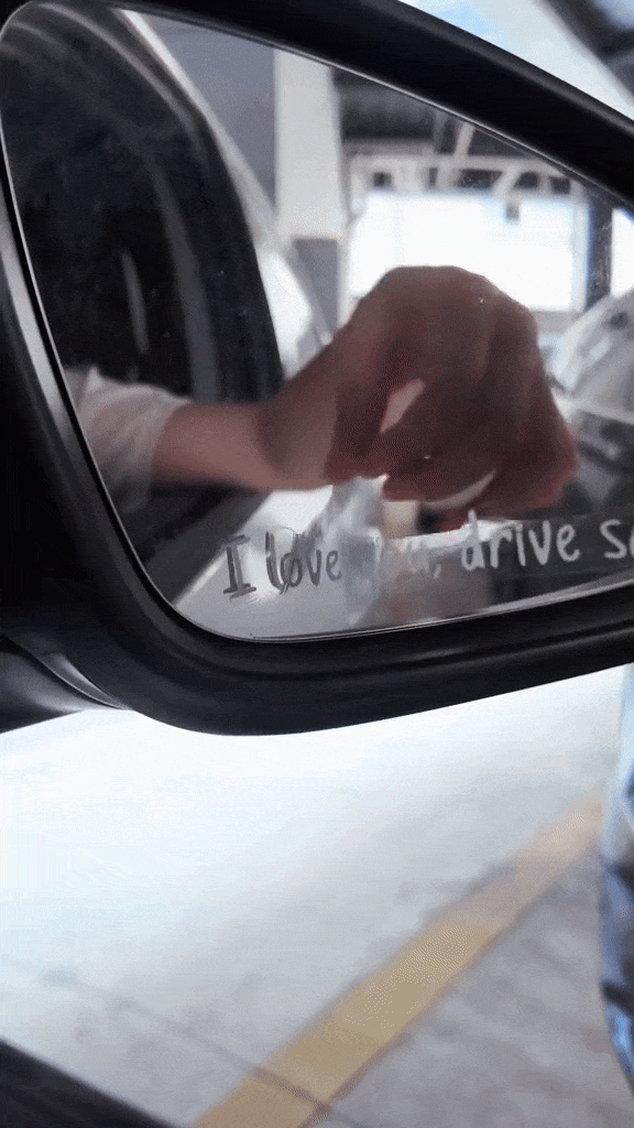 Drive Safe, I Love You™ Car Mirror Sticker - Heartfelt Daily Reminder